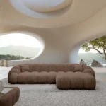 Strukturstoff L-Form Sofa Liora