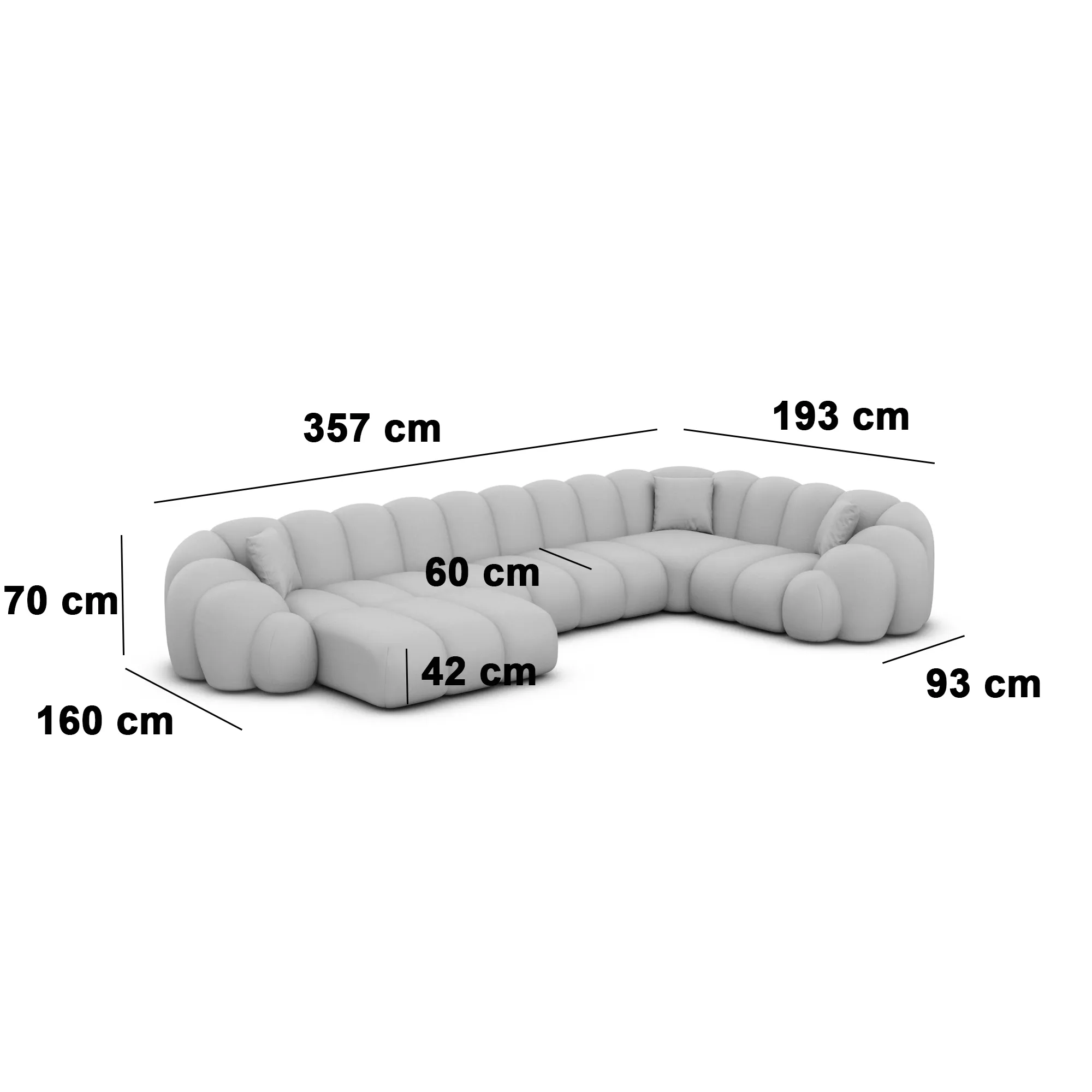 Bouclé U-Form XL Wohnlandschaft Liora