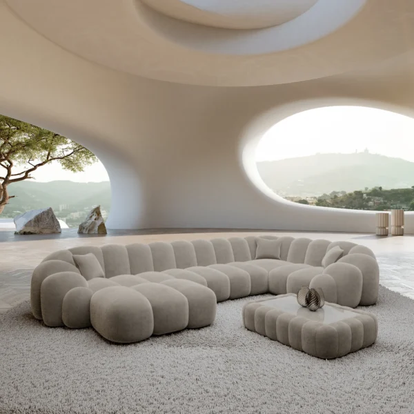 Samtstoff U-Form XL Wohnlandschaft Liora