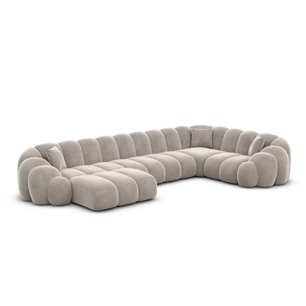 Samtstoff U-Form XL Wohnlandschaft Liora