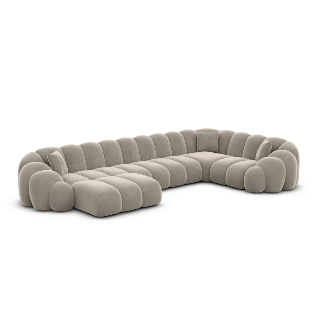 Samtstoff U-Form XL Wohnlandschaft Liora