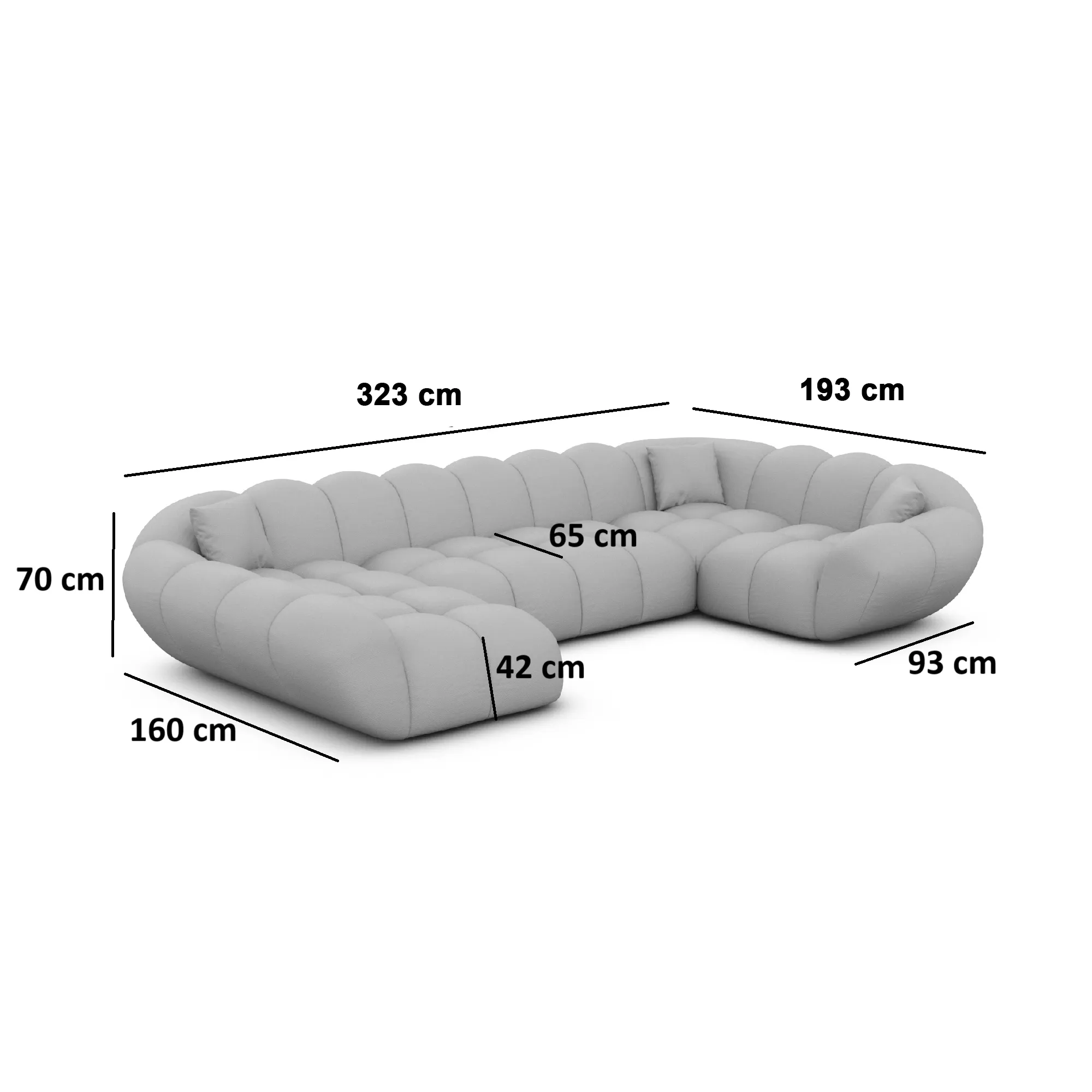 Bouclé U-Form XL Wohnlandschaft Liva