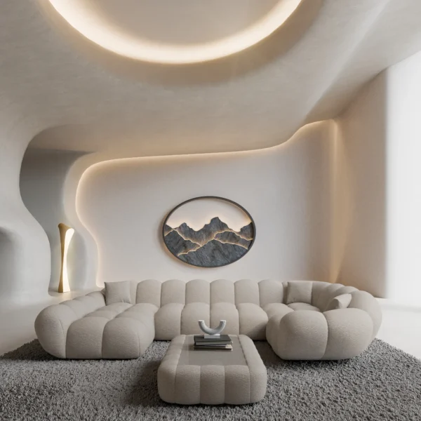 Bouclé U-Form XL Wohnlandschaft Liva