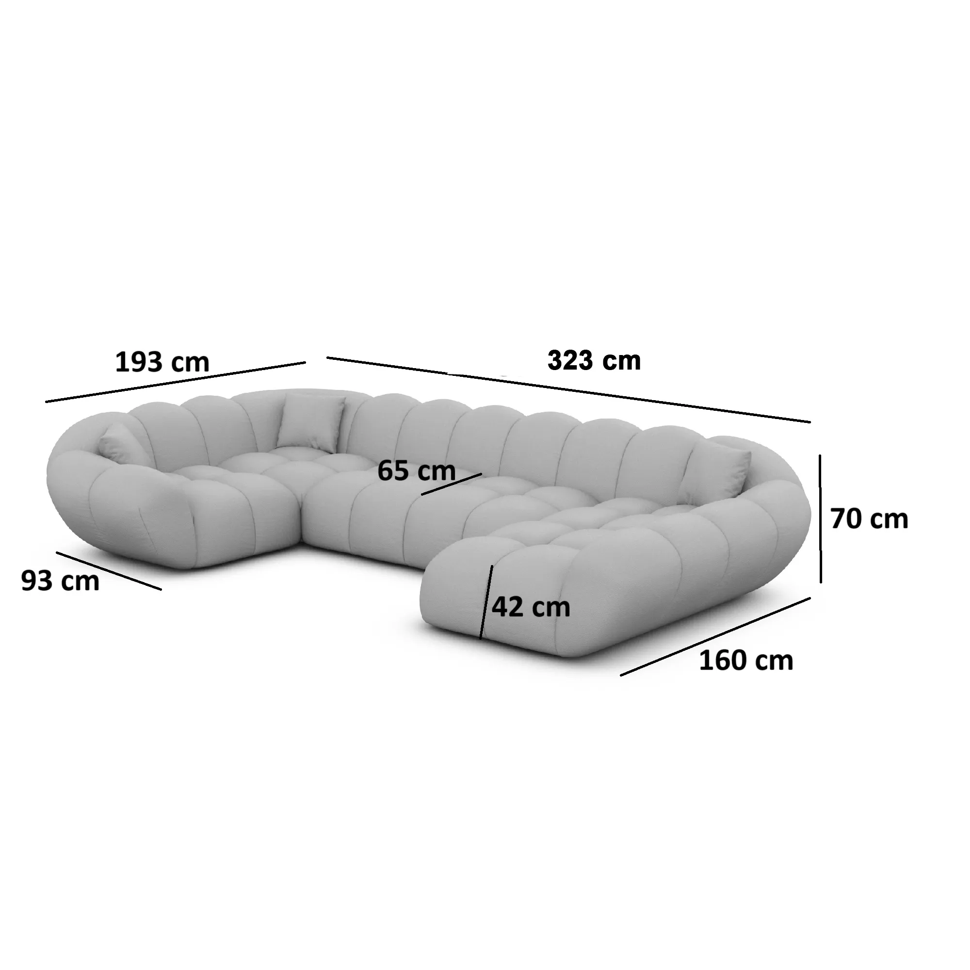 Bouclé U-Form XL Wohnlandschaft Liva
