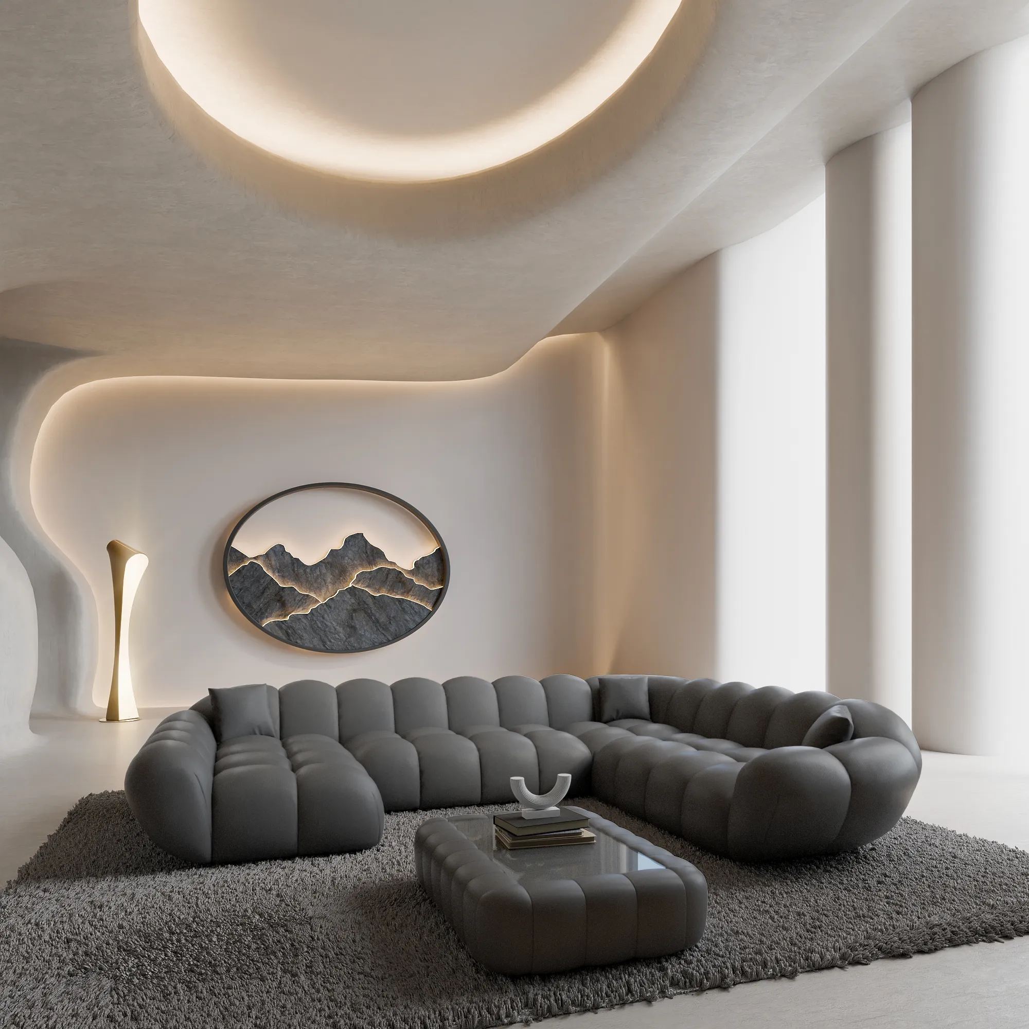 Kunstleder U-Form XXL Wohnlandschaft Liva