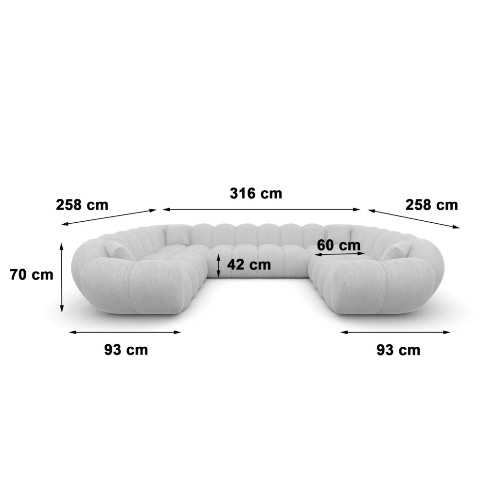 Bouclé U-Form XXL Panorama Sofa Liva