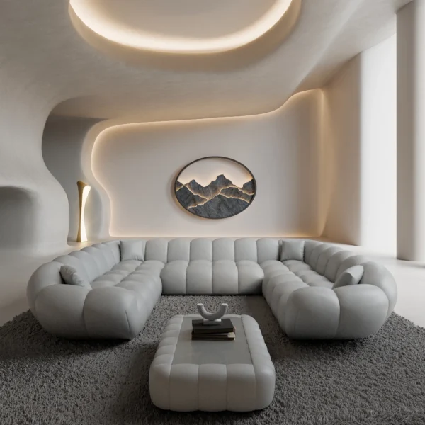 Echtleder U-Form XXL Panorama Sofa Liva