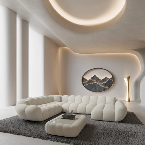 Bouclé U-Form XXL Wohnlandschaft Liva