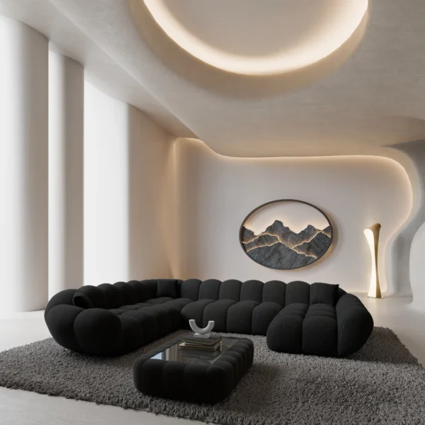 Strukturstoff U-Form XXL Wohnlandschaft Liva