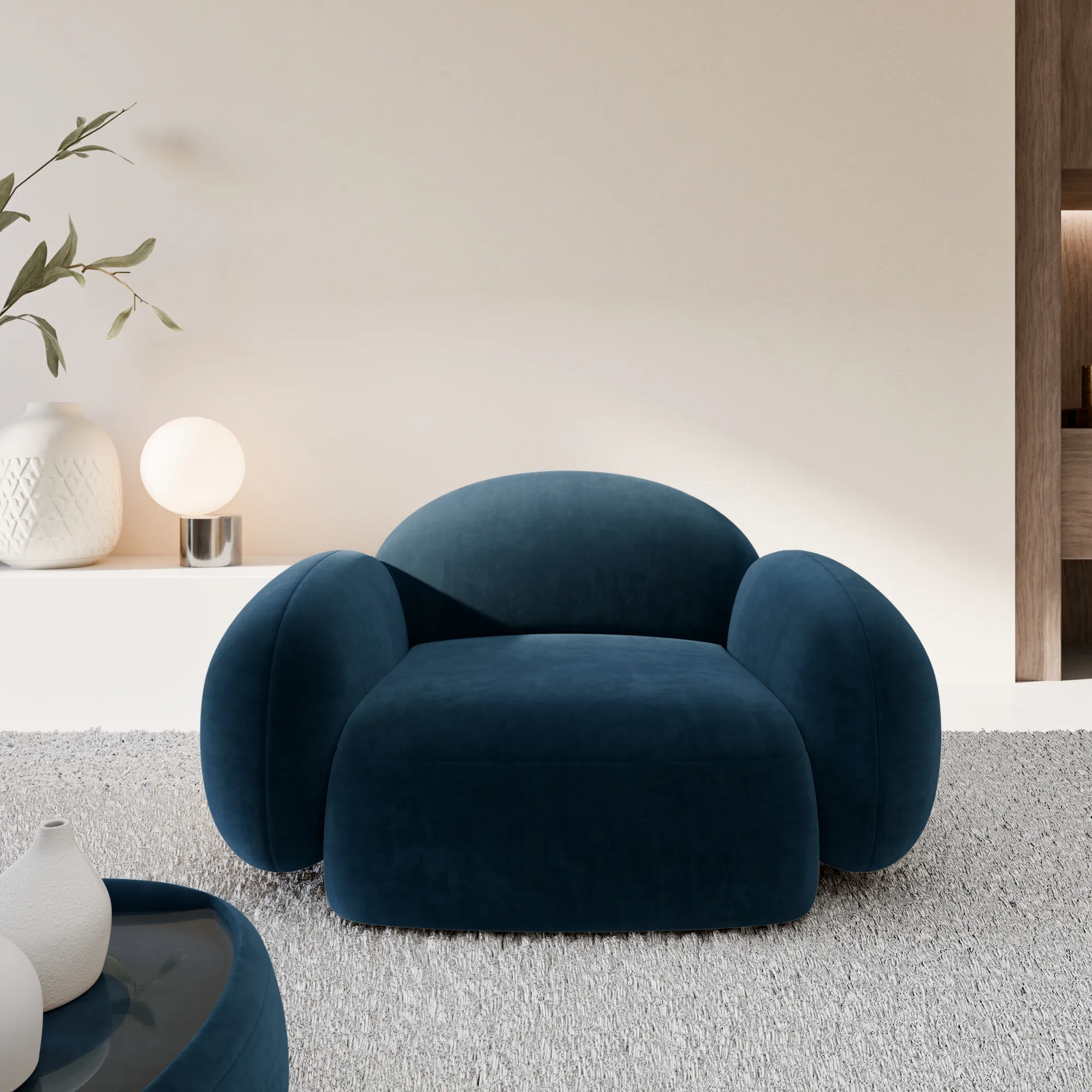 Samtstoff Sessel Lumira