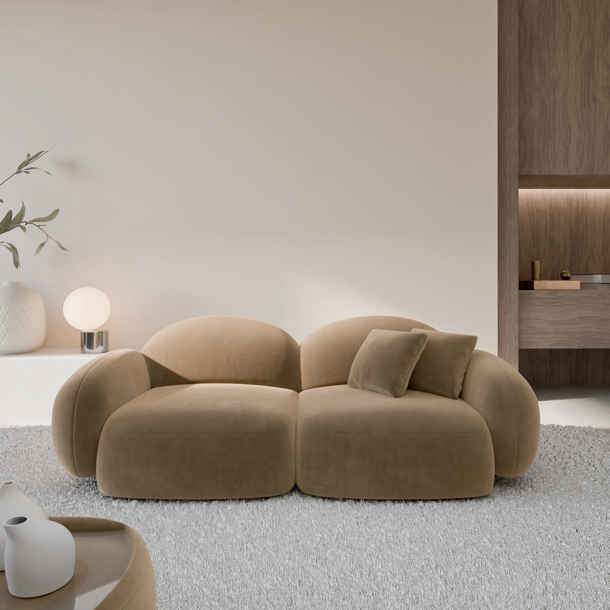 Samtstoff 2-Sitzer Couch Lumira