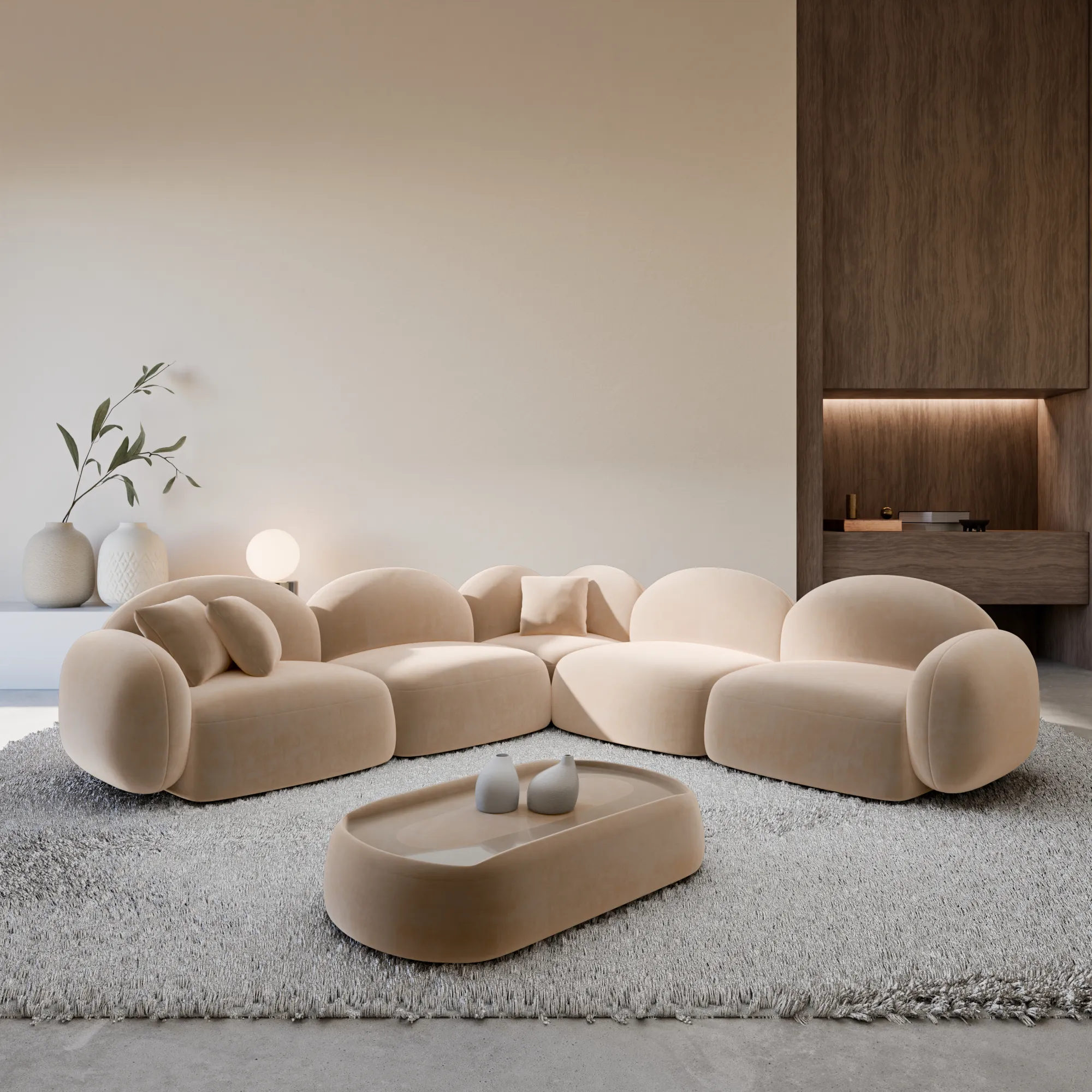 Samtstoff Ecksofa Lumira