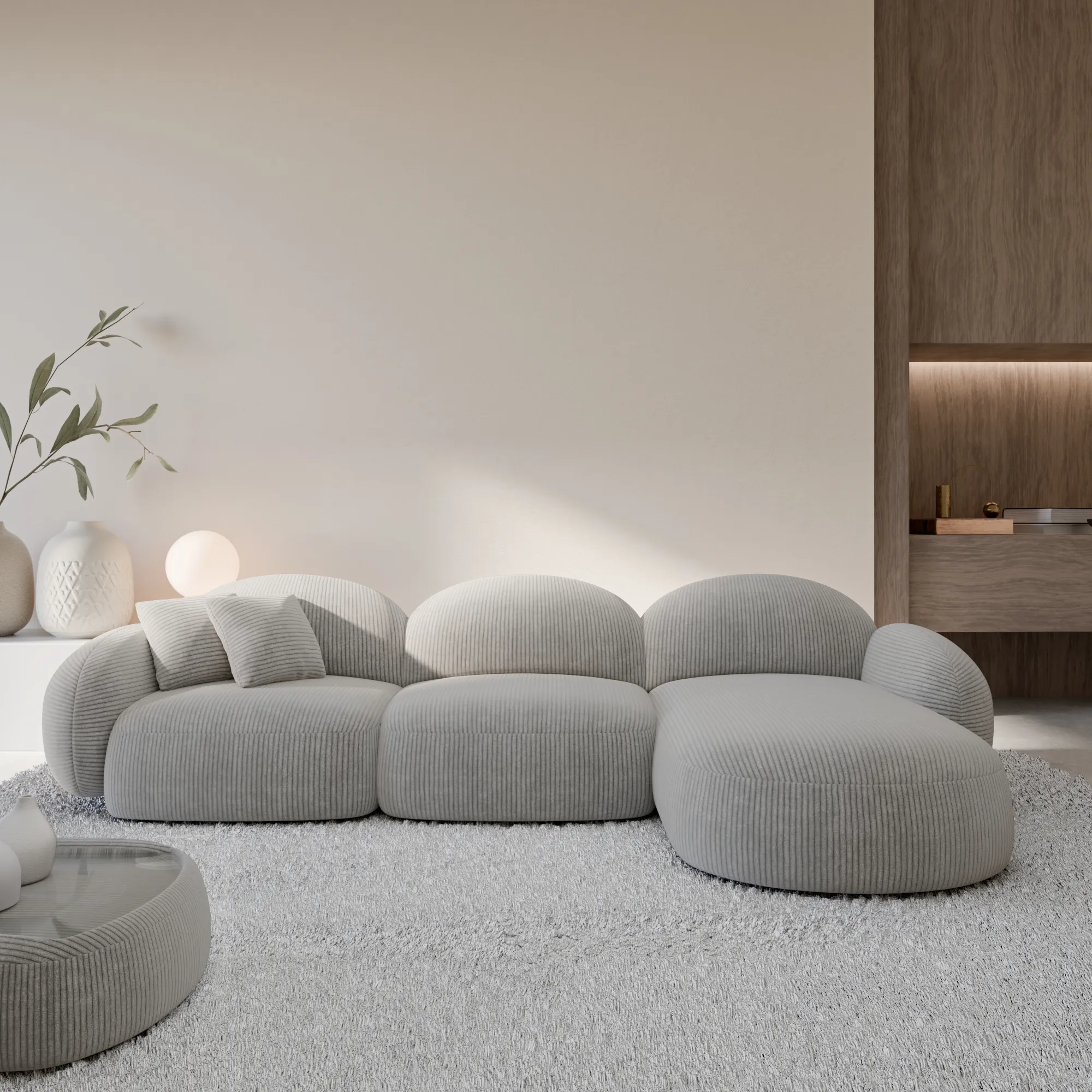 Cord L-Form Sofa Lumira