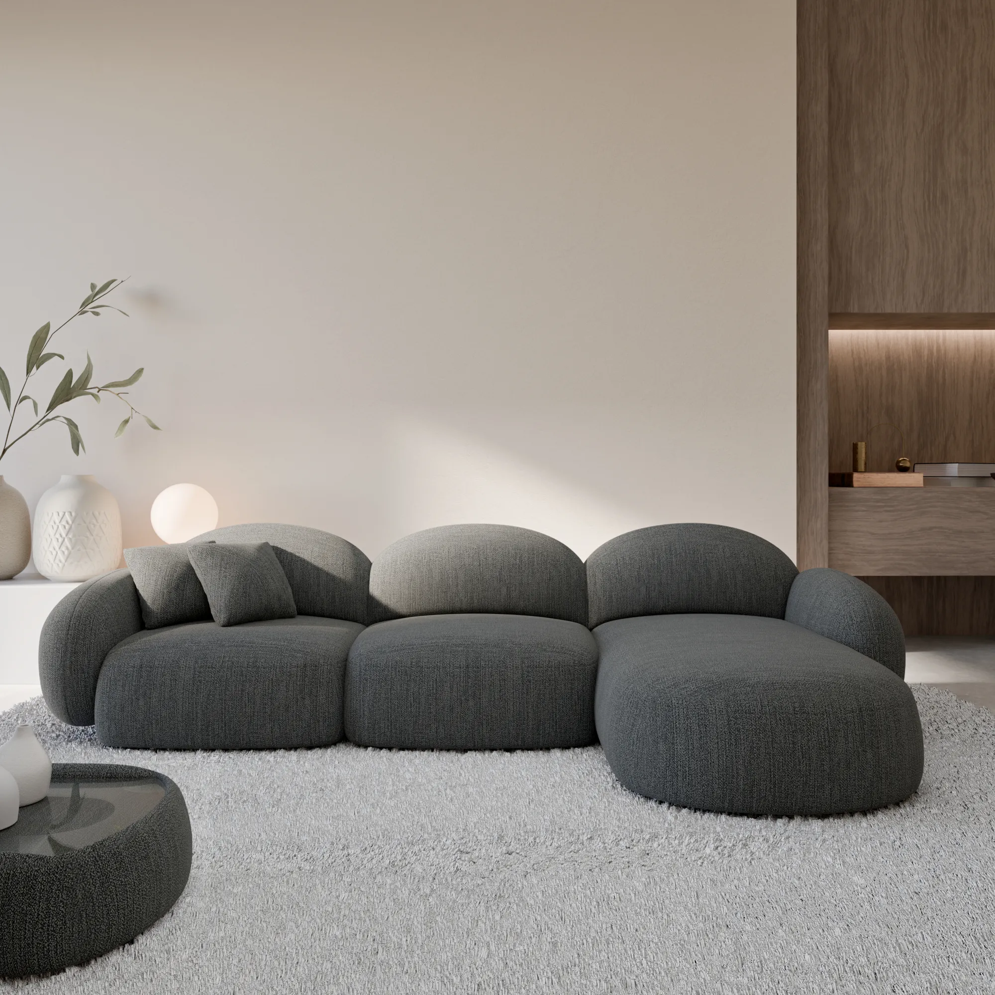 Strukturstoff L-Form Sofa Lumira – Bild 19