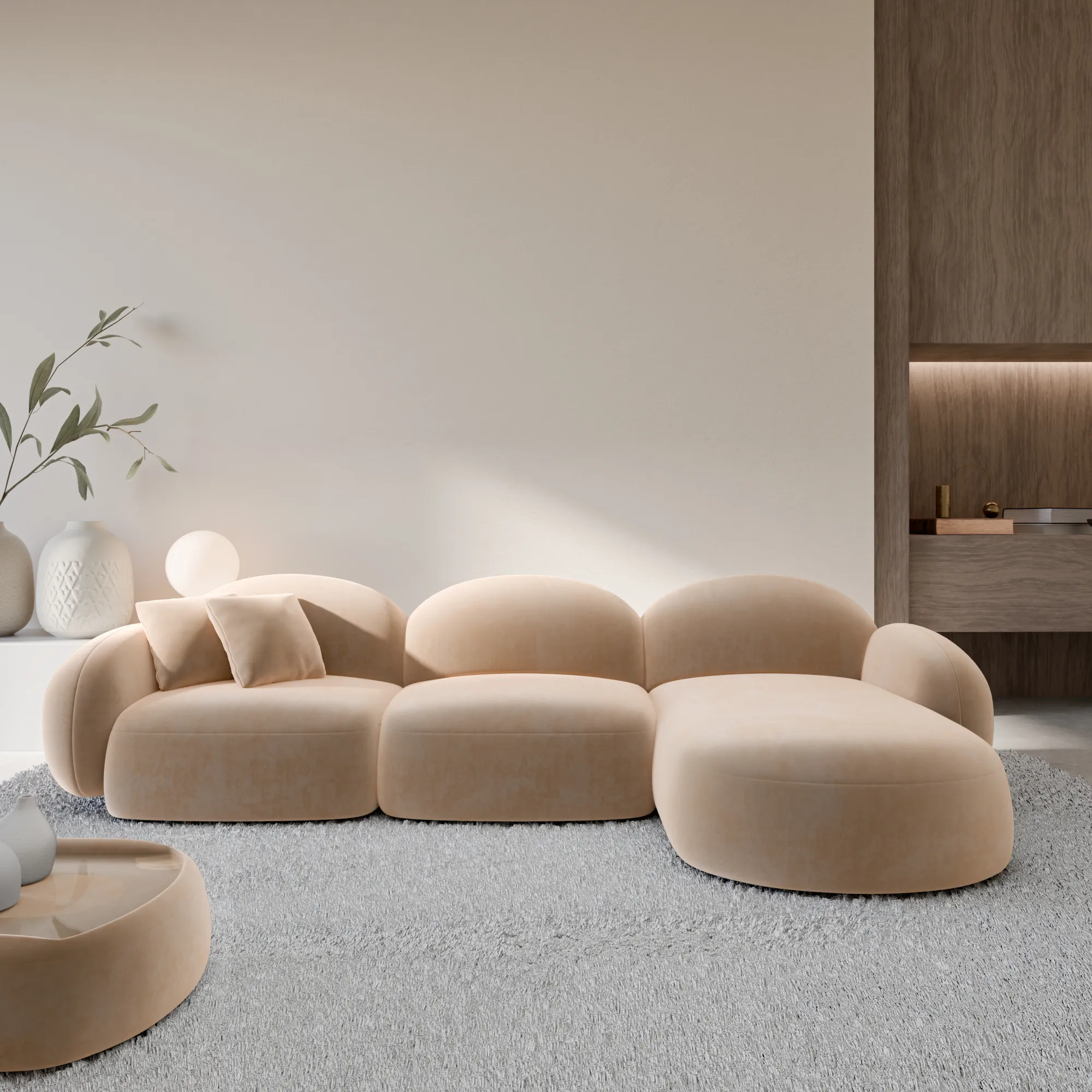 Samtstoff L-Form Sofa Lumira – Bild 16