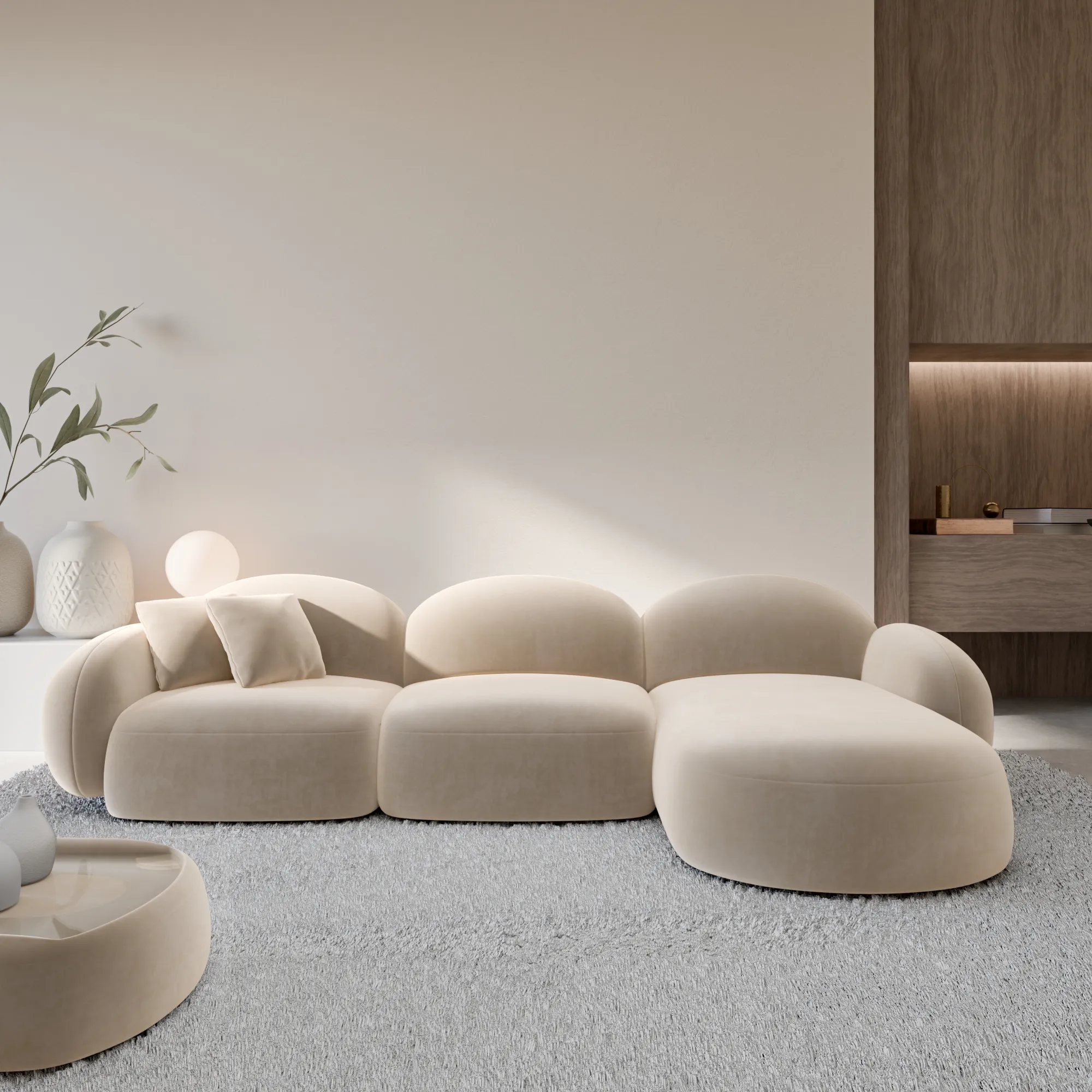 Samtstoff L-Form Sofa Lumira – Bild 19