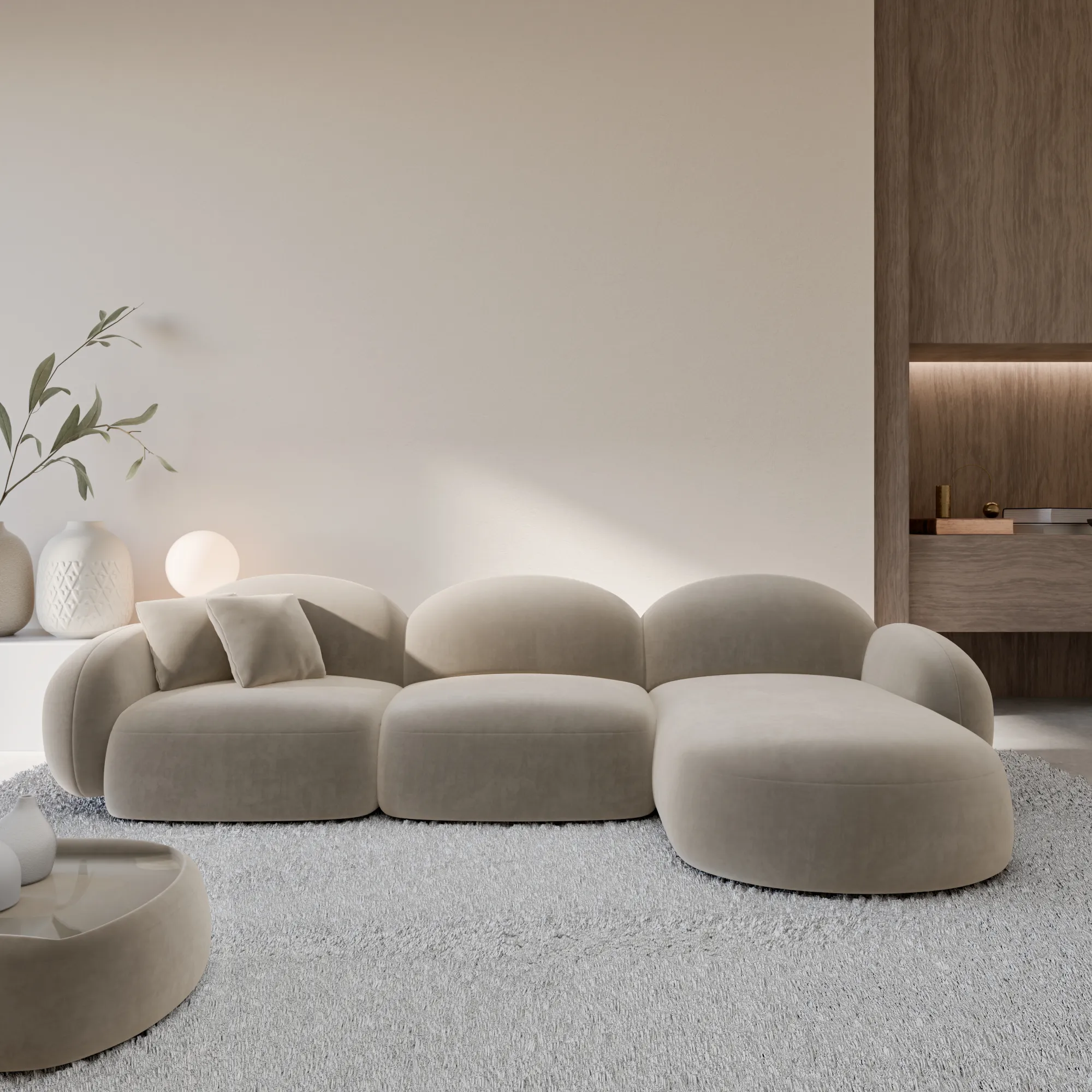 Samtstoff L-Form Sofa Lumira – Bild 3