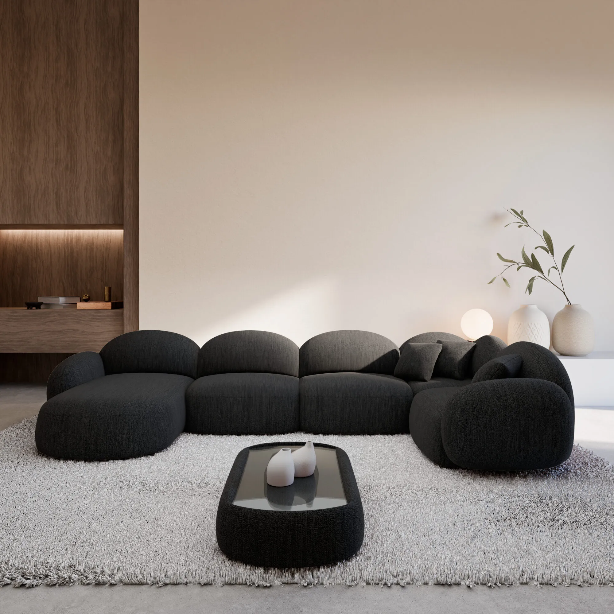 Strukturstoff U-Form XL Wohnlandschaft Lumira – Bild 11