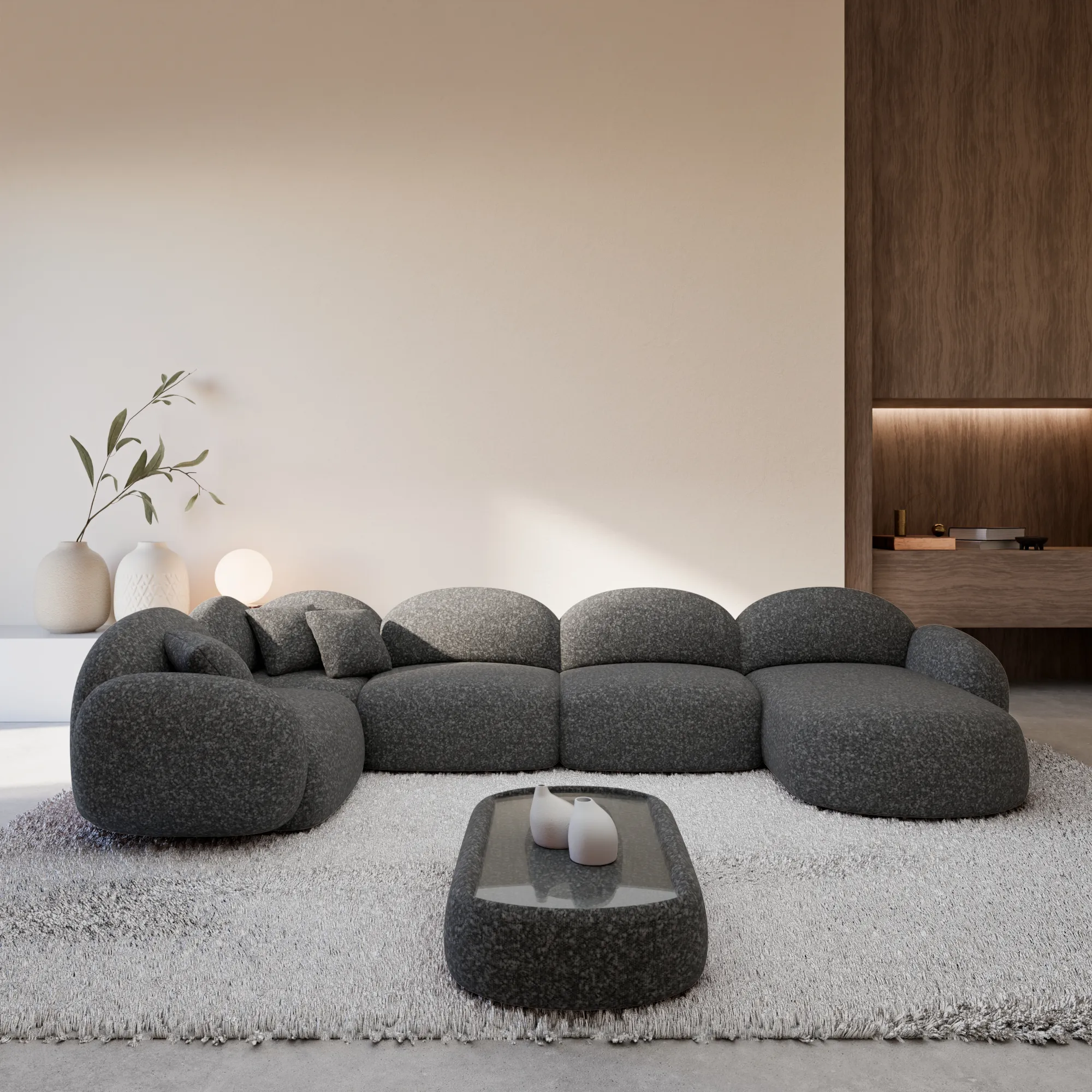 Bouclé U-Form XL Wohnlandschaft Lumira – Bild 3