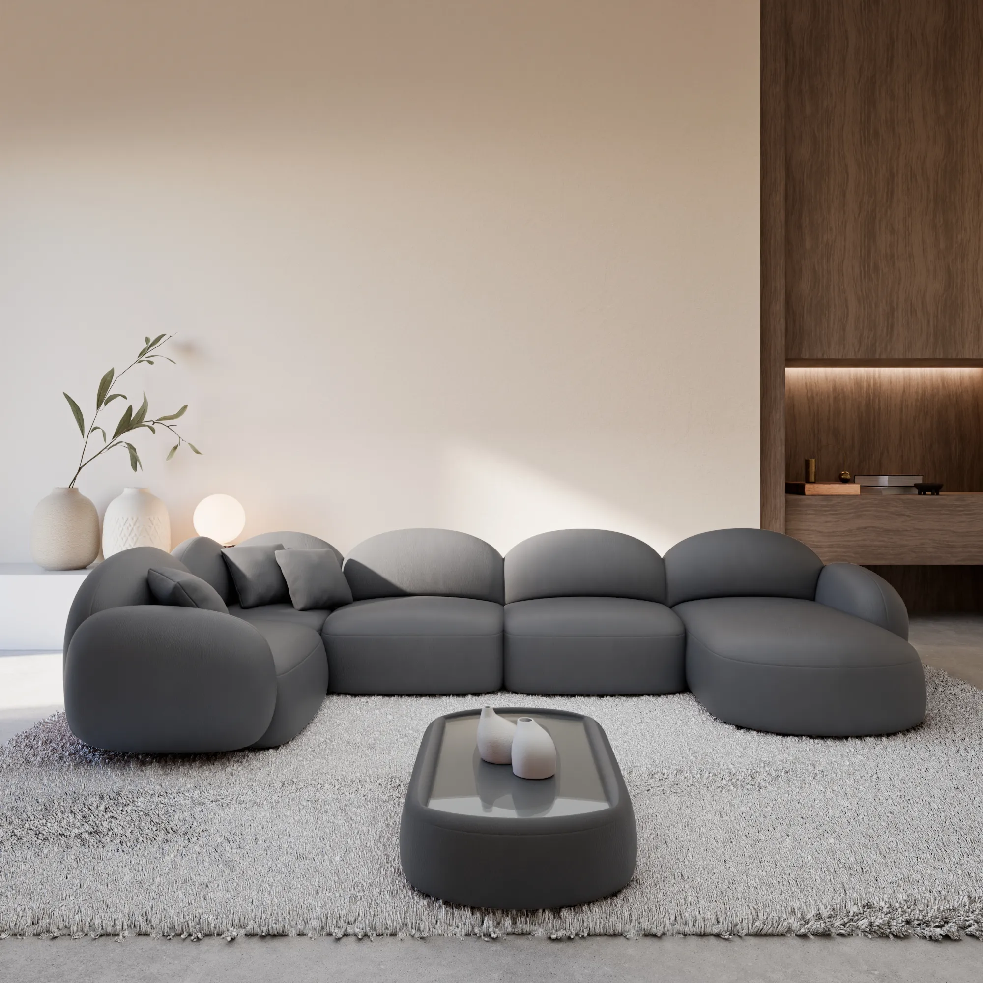 Kunstleder U-Form XL Wohnlandschaft Lumira – Bild 8