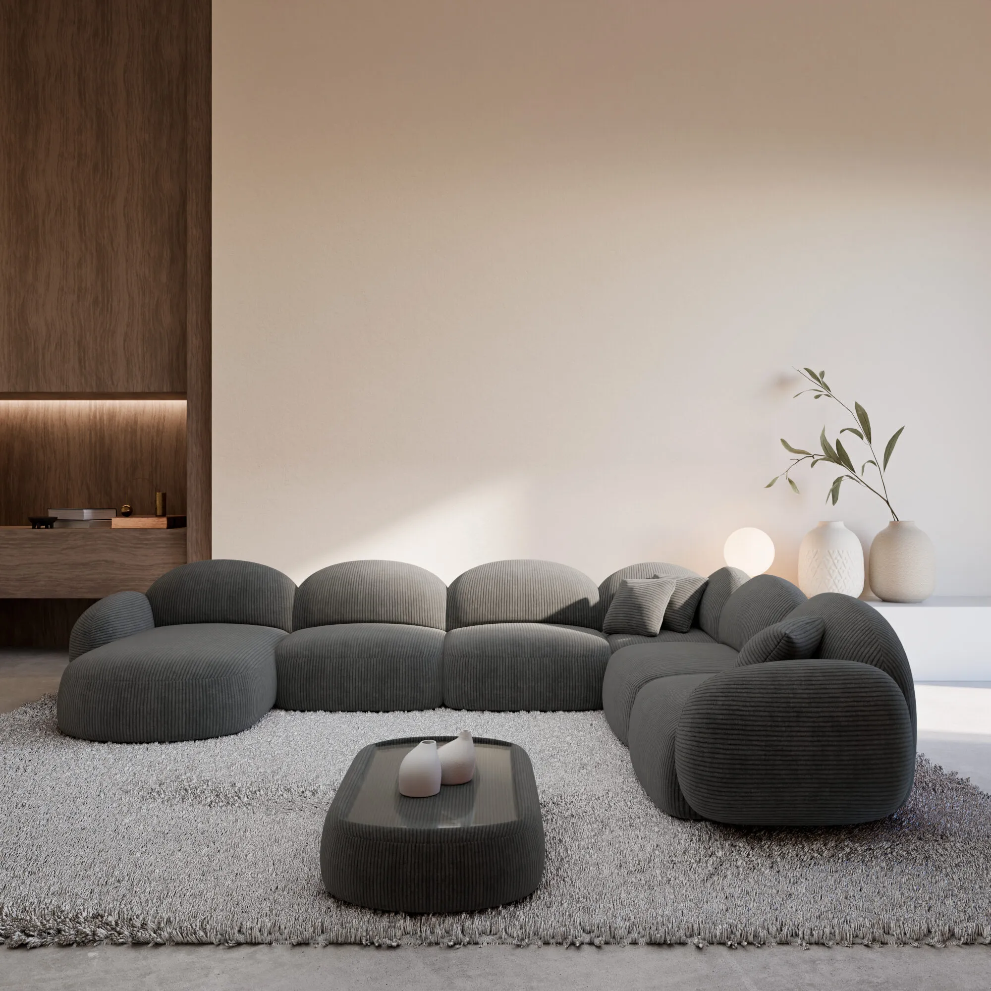 Cord U-Form XXL Wohnlandschaft Lumira