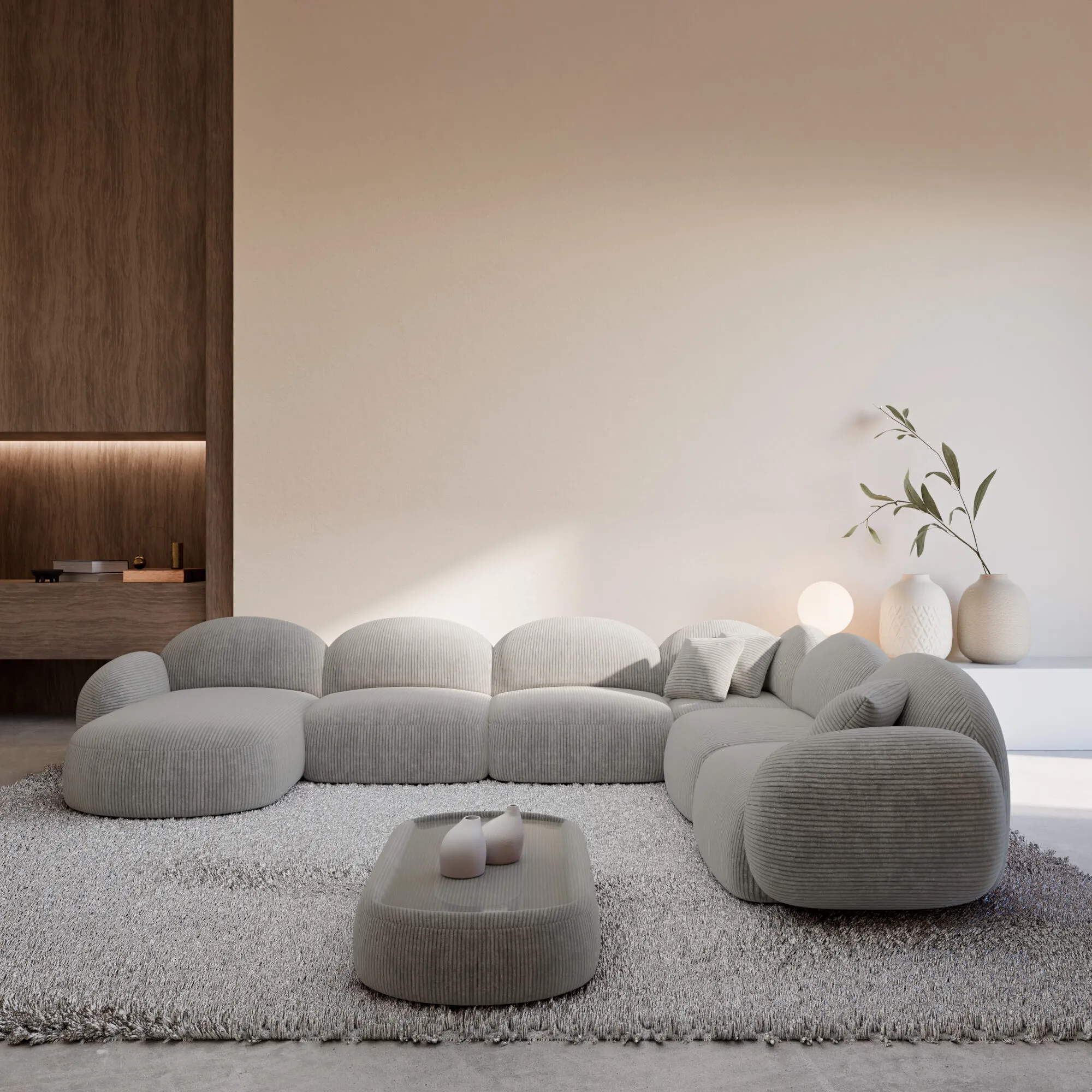 Cord U-Form XXL Wohnlandschaft Lumira – Bild 3