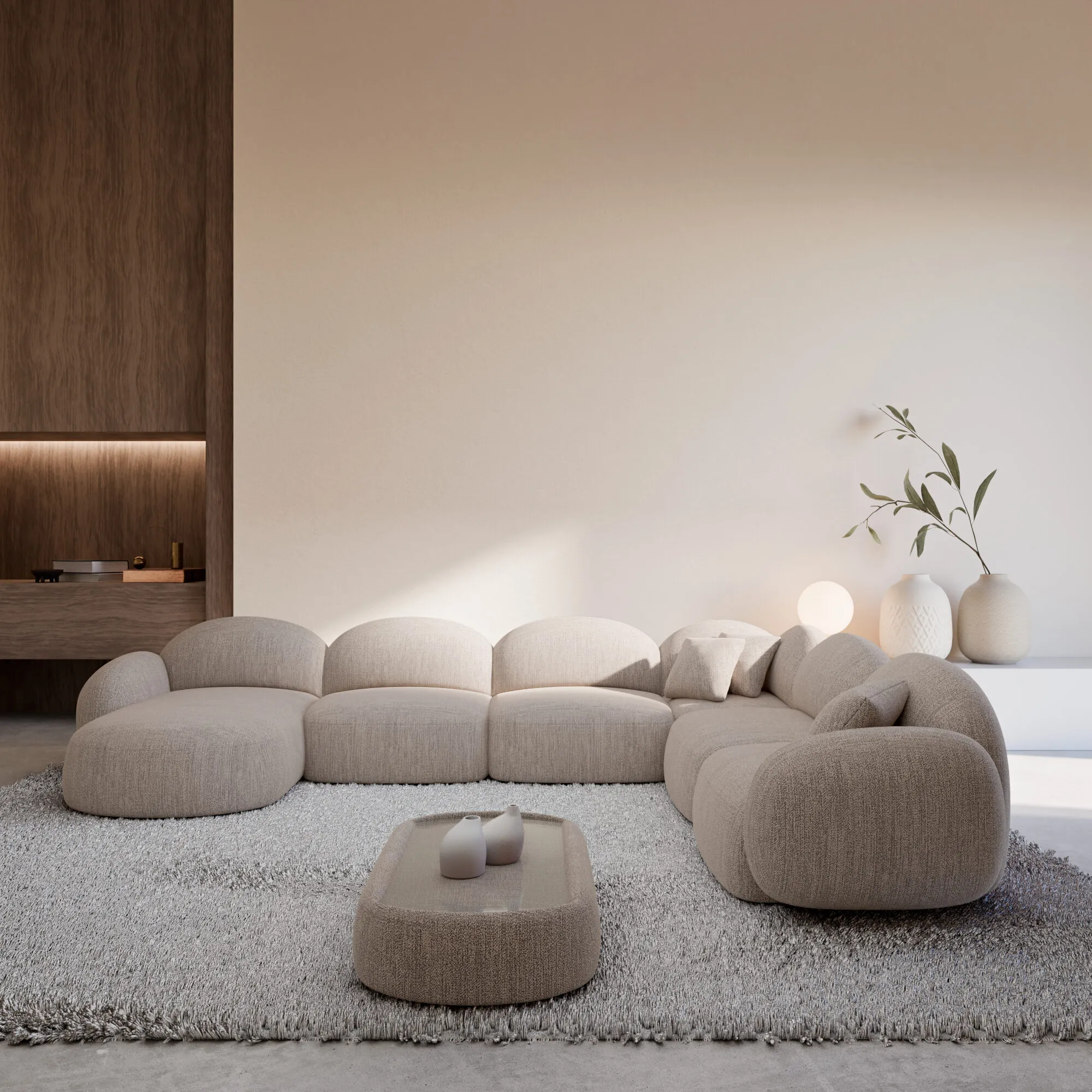 Strukturstoff U-Form XXL Wohnlandschaft Lumira – Bild 4