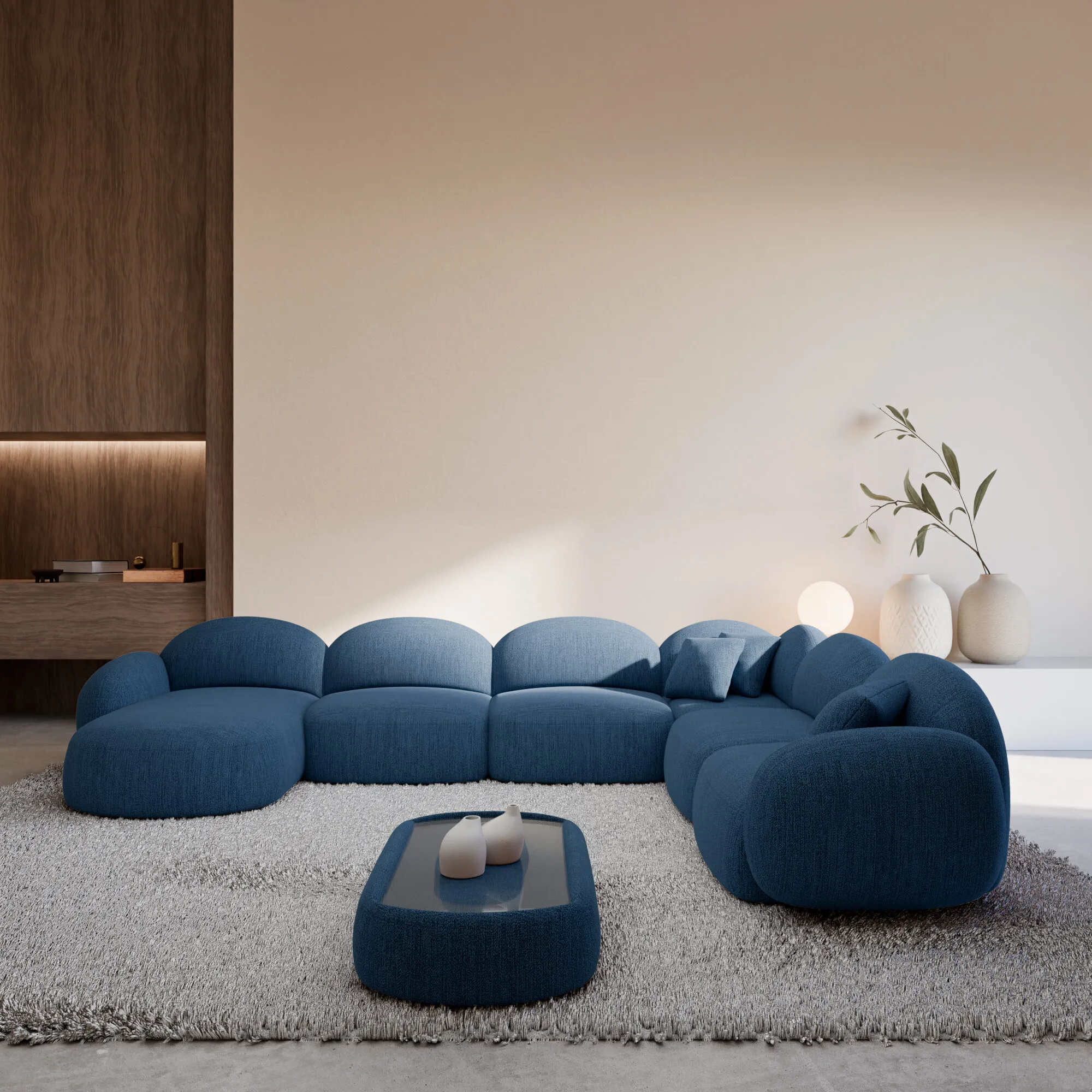 Strukturstoff U-Form XXL Wohnlandschaft Lumira – Bild 8