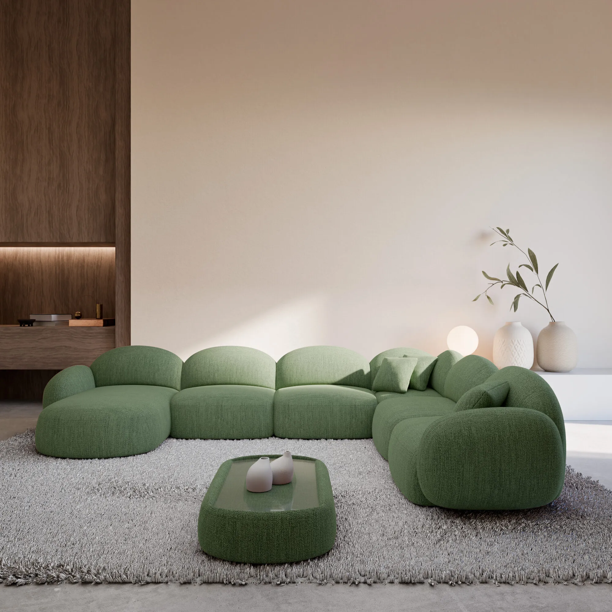 Strukturstoff U-Form XXL Wohnlandschaft Lumira – Bild 9