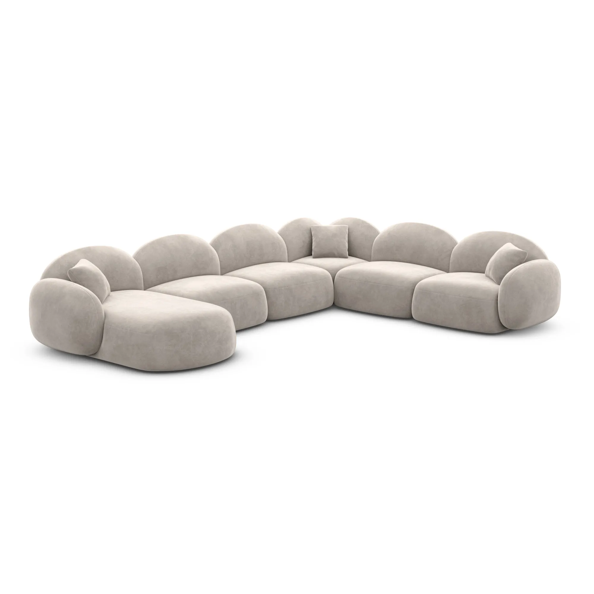 Samtstoff U-Form XXL Wohnlandschaft Lumira – Bild 40