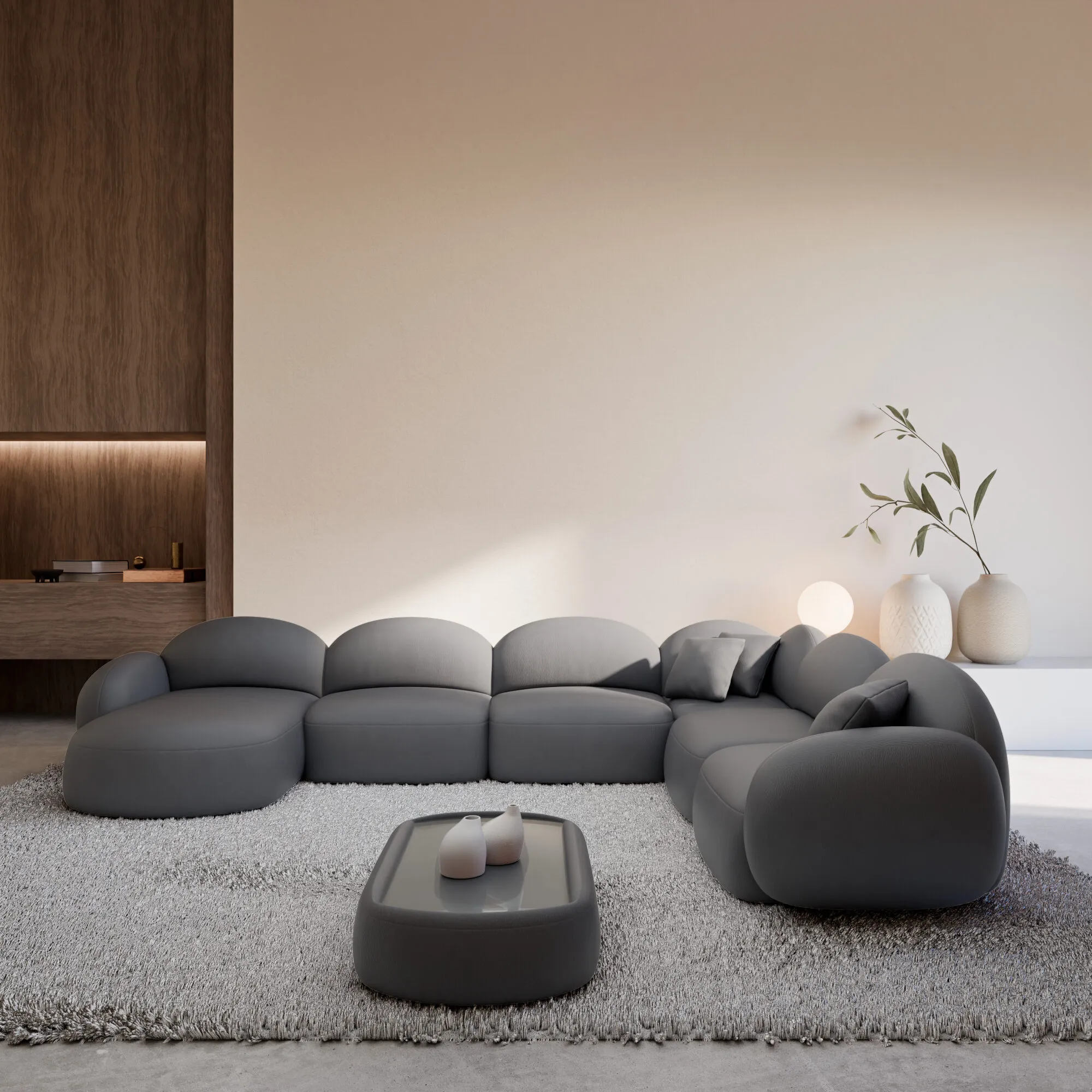 Kunstleder U-Form XXL Wohnlandschaft Lumira – Bild 10