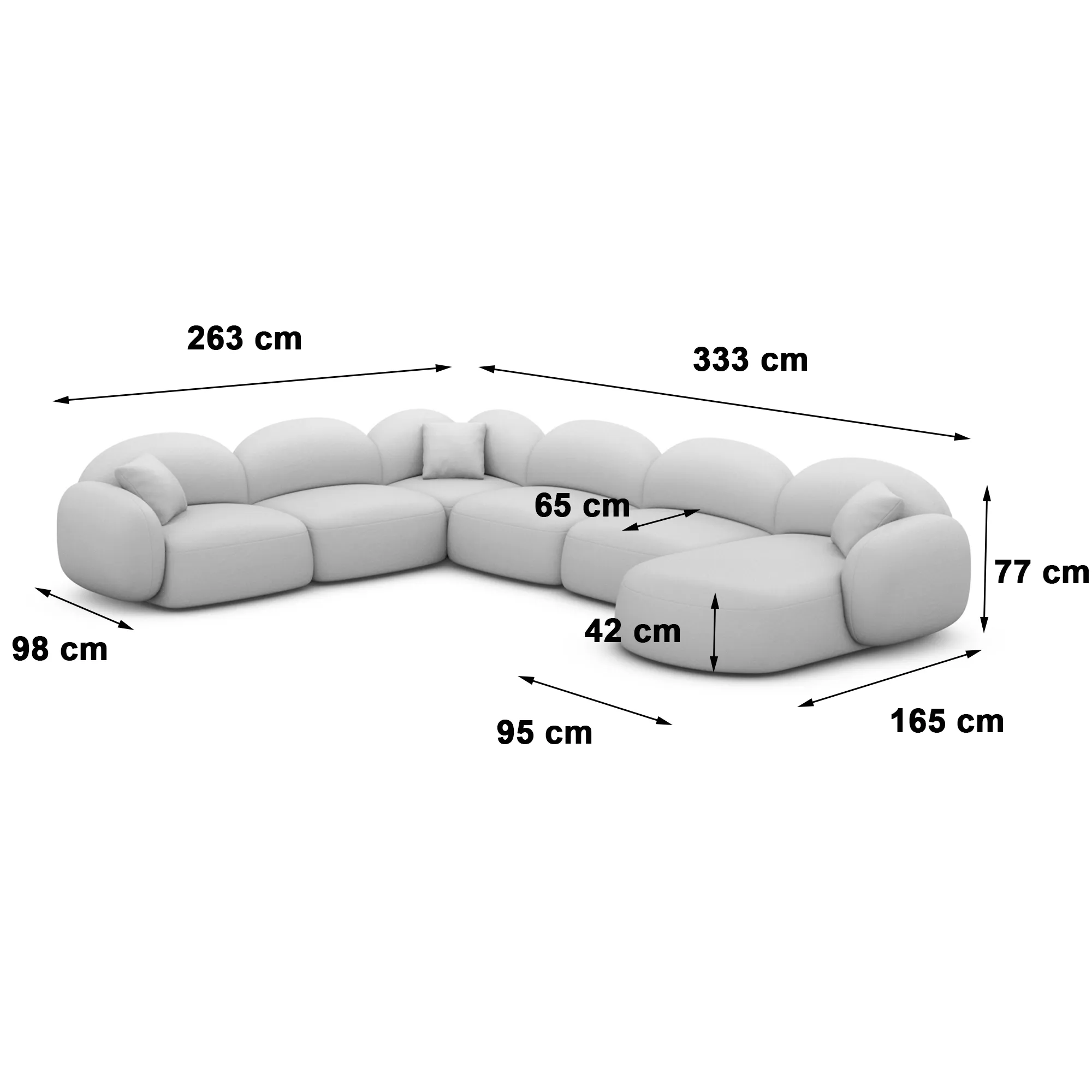 Bouclé U-Form XXL Wohnlandschaft Lumira – Bild 29