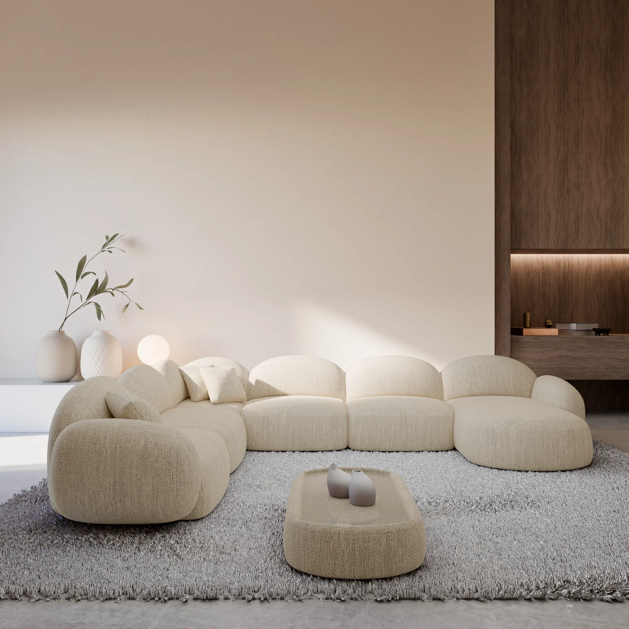 Strukturstoff U-Form XXL Wohnlandschaft Lumira – Bild 17