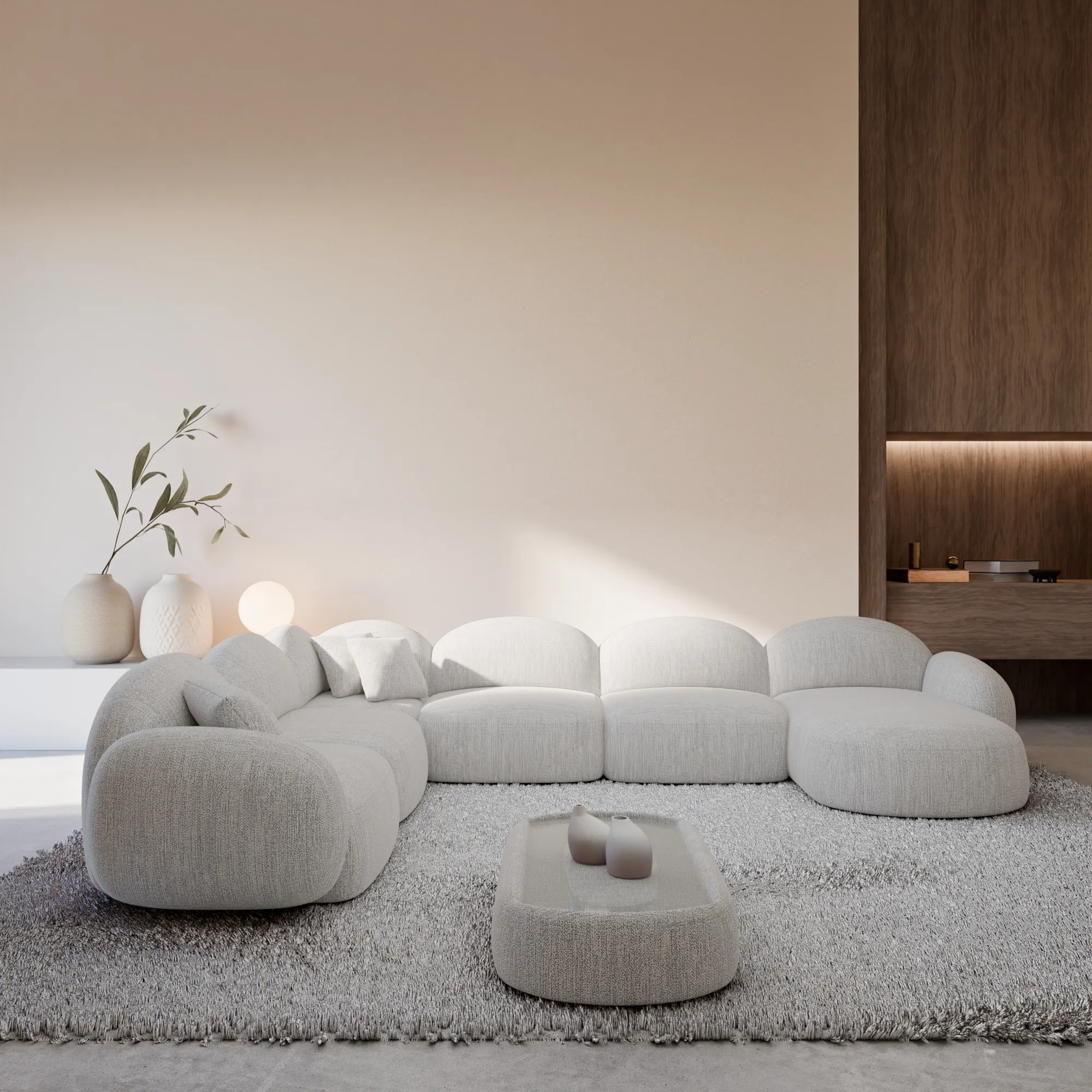 Strukturstoff U-Form XXL Wohnlandschaft Lumira – Bild 2