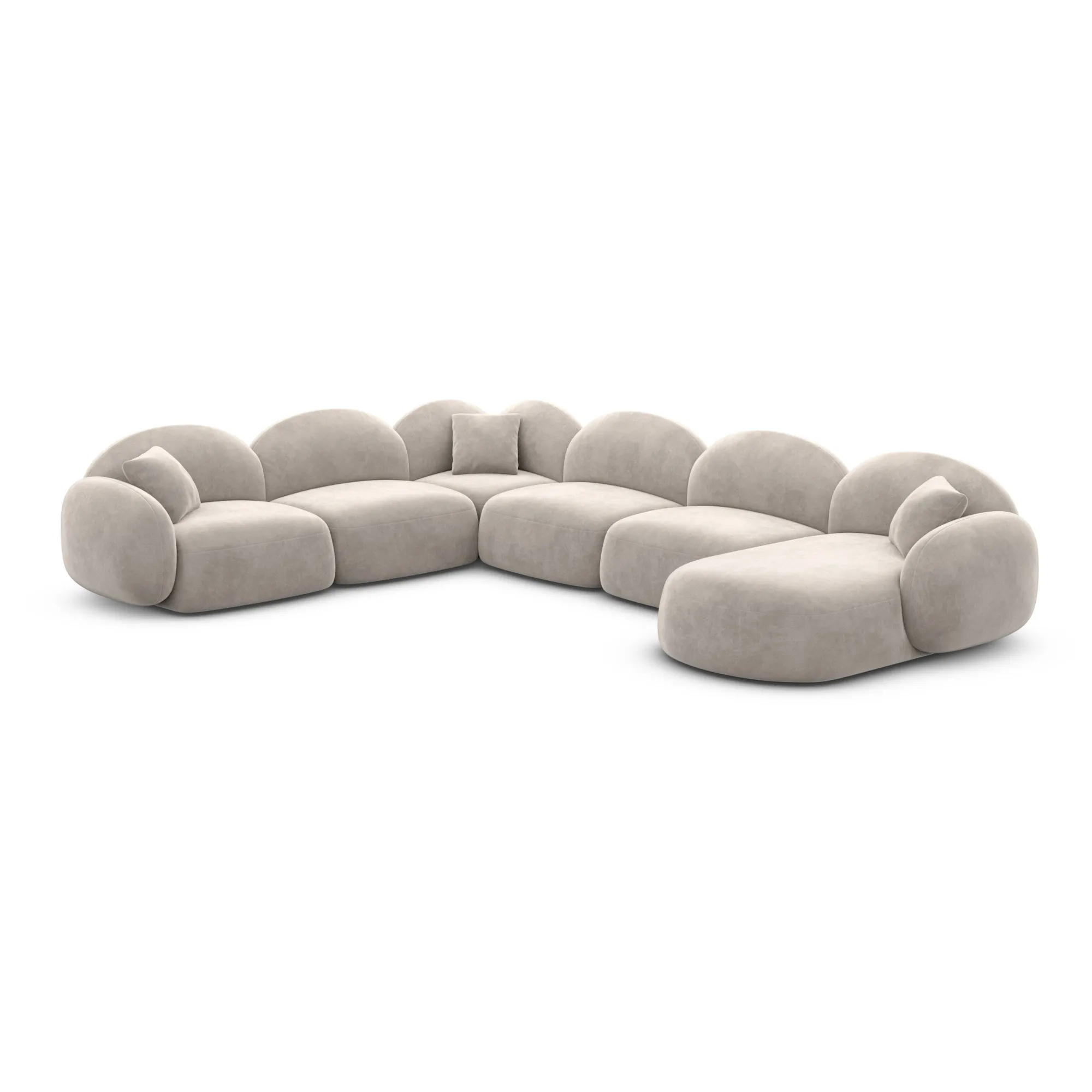 Samtstoff U-Form XXL Wohnlandschaft Lumira – Bild 76