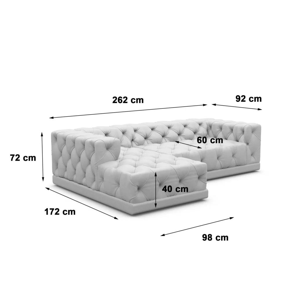 Bouclé L-Form Sofa Meliva