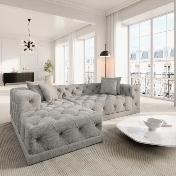 Strukturstoff L-Form Sofa Meliva