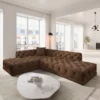 Strukturstoff L-Form Lounge Sofa Meliva