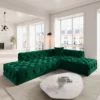 Samtstoff L-Form Lounge Sofa Meliva
