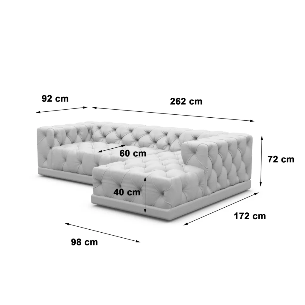 Bouclé L-Form Sofa Meliva