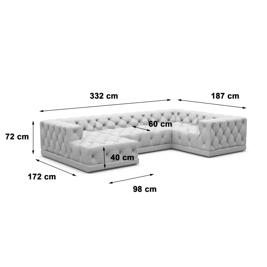 Bouclé U-Form XL Wohnlandschaft Meliva