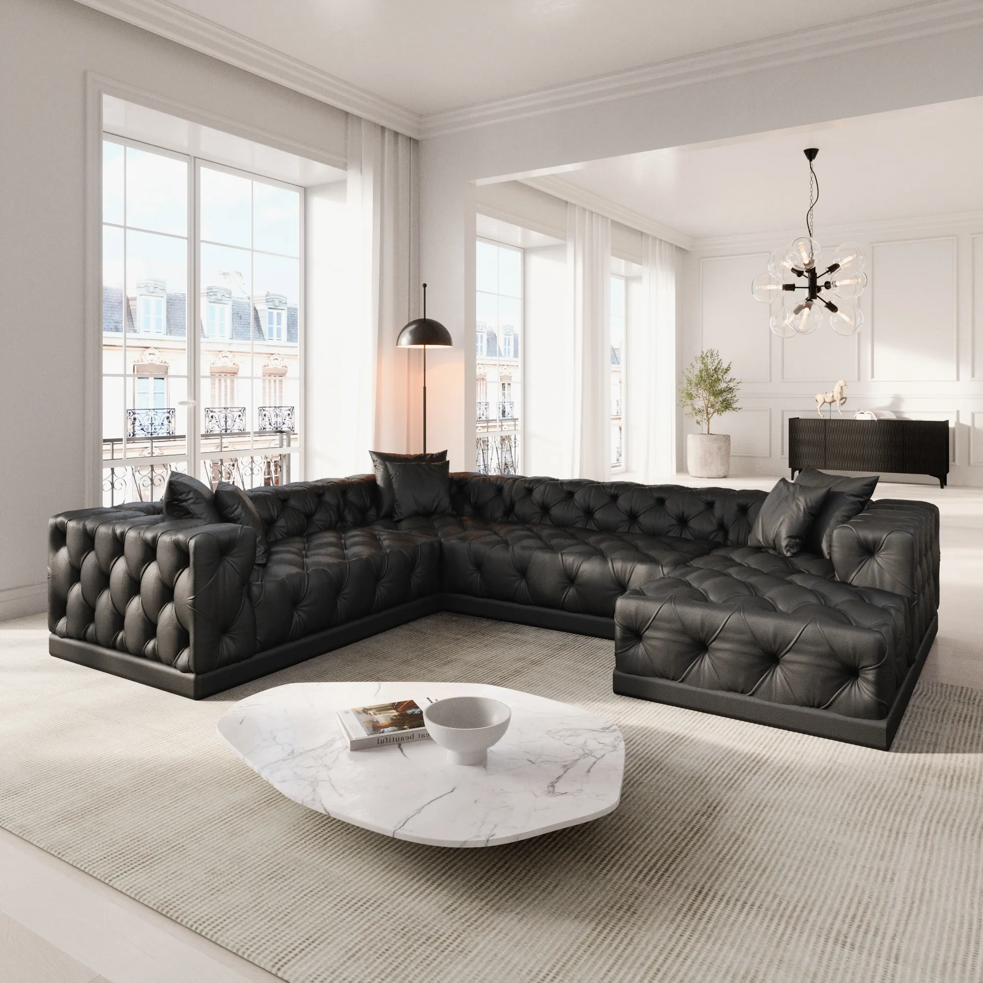 Echtleder U-Form XXL Wohnlandschaft Meliva