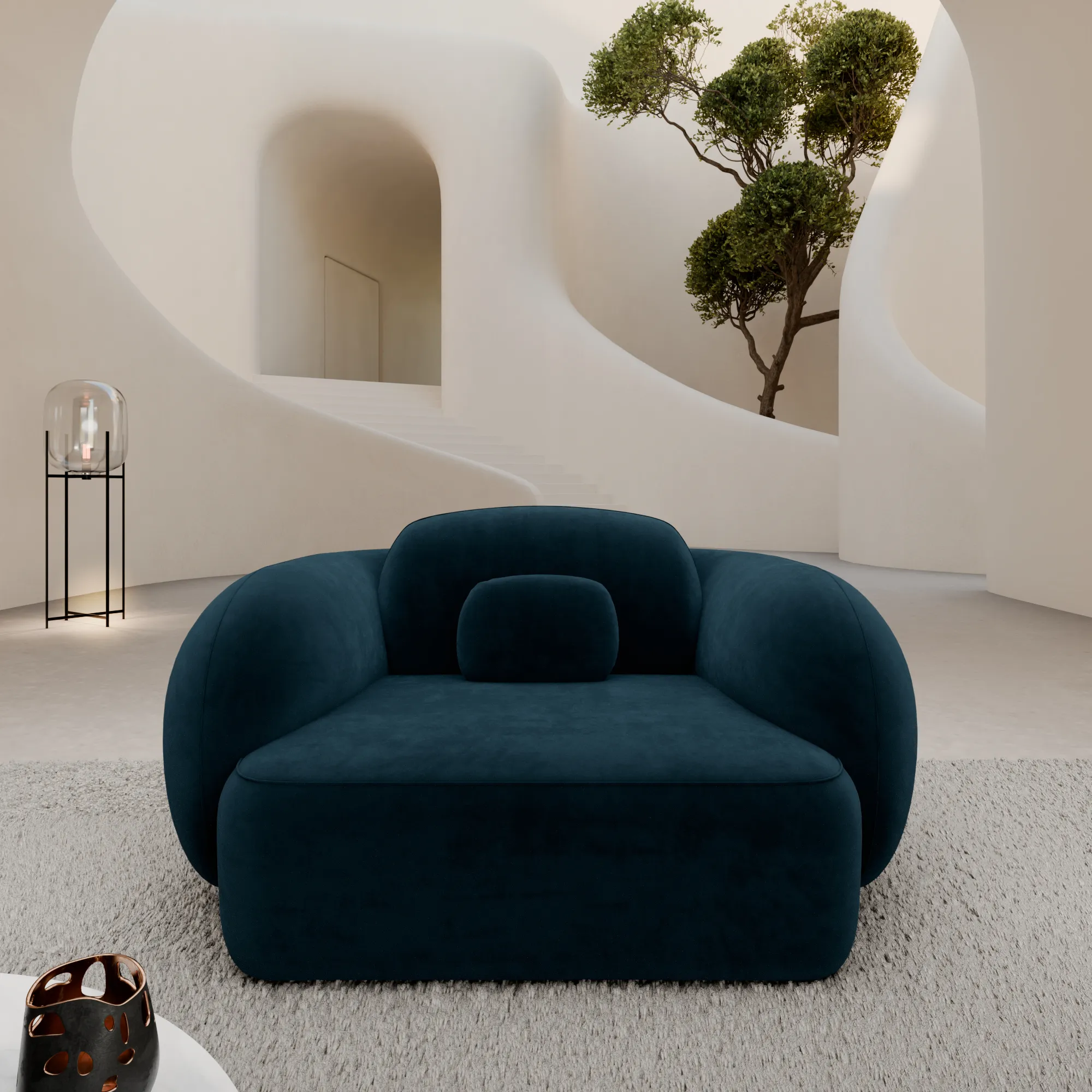 Samtstoff Sessel Mira