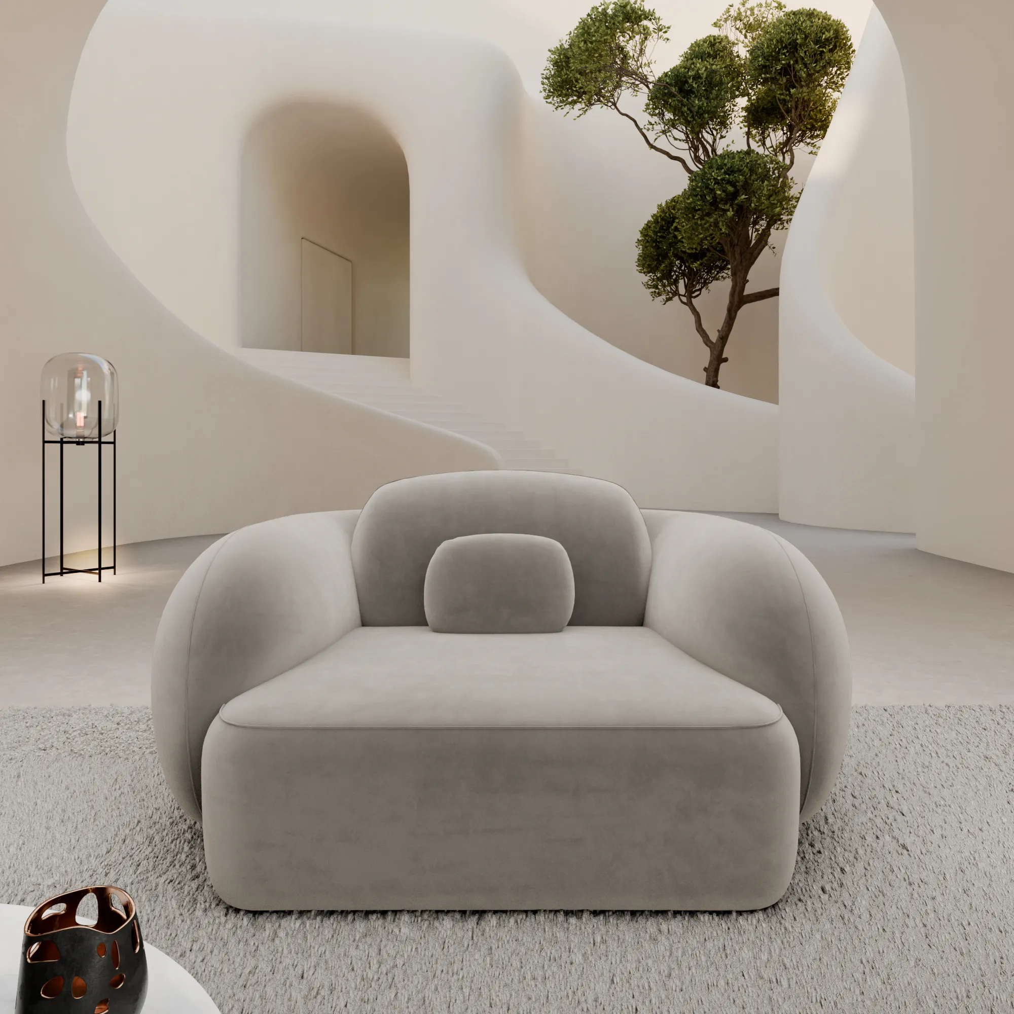 Samtstoff Sessel Mira