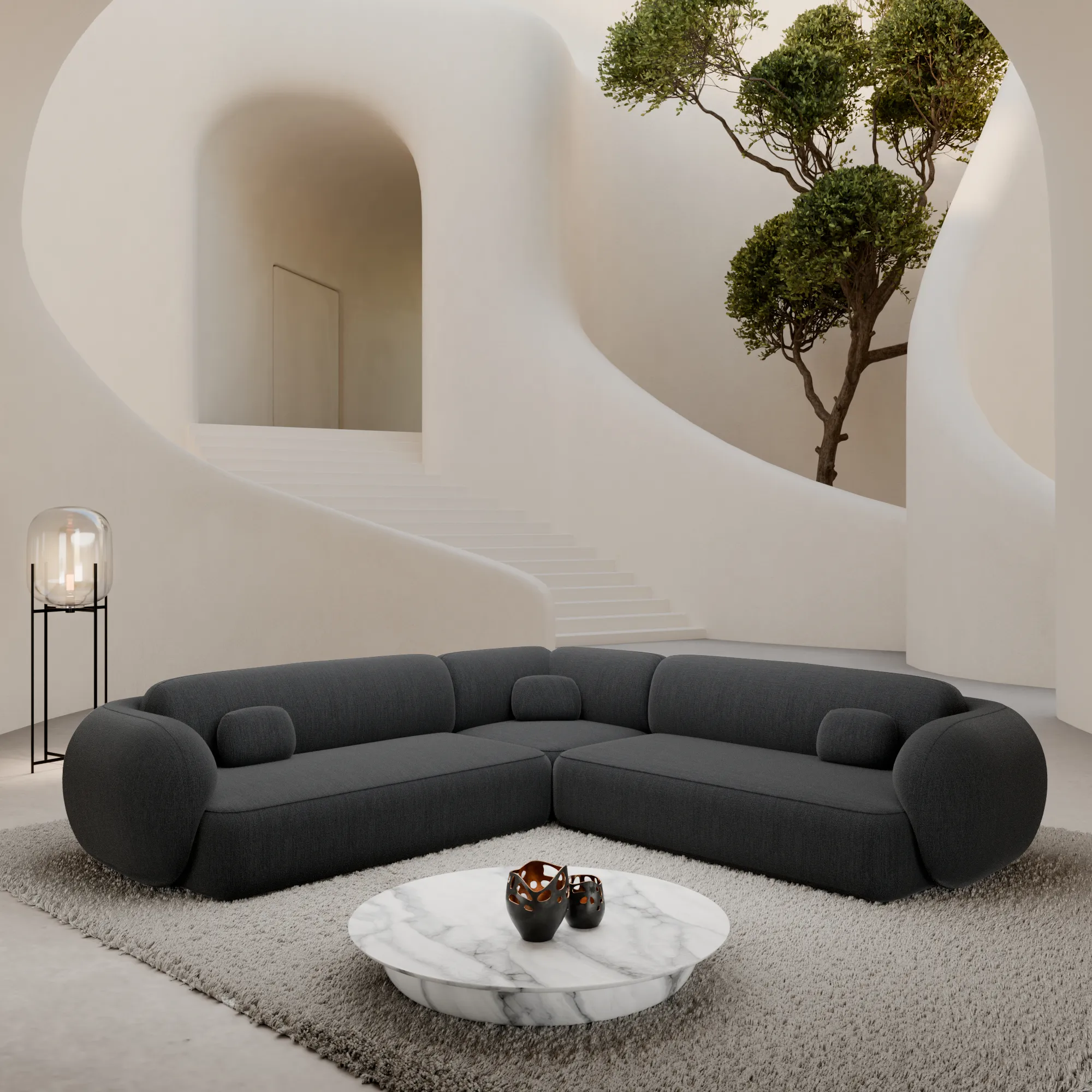 Strukturstoff Ecksofa Mira