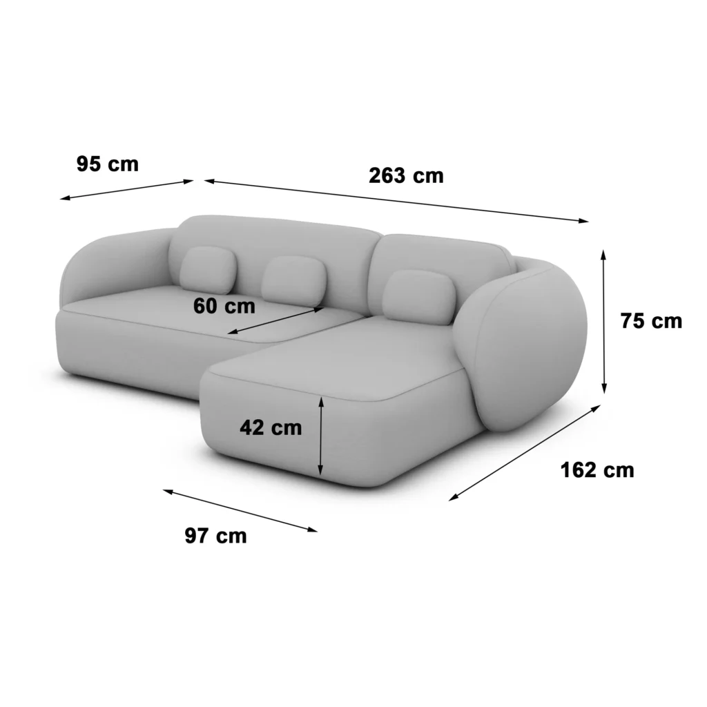 Bouclé L-Form Sofa Mira