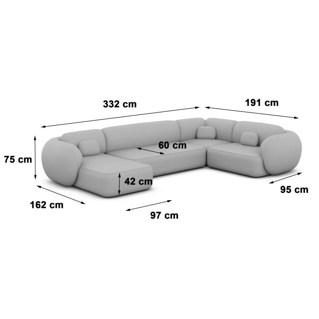 Bouclé U-Form XL Wohnlandschaft Mira