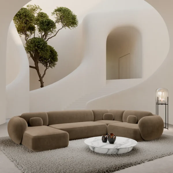 Samtstoff U-Form XL Wohnlandschaft Mira