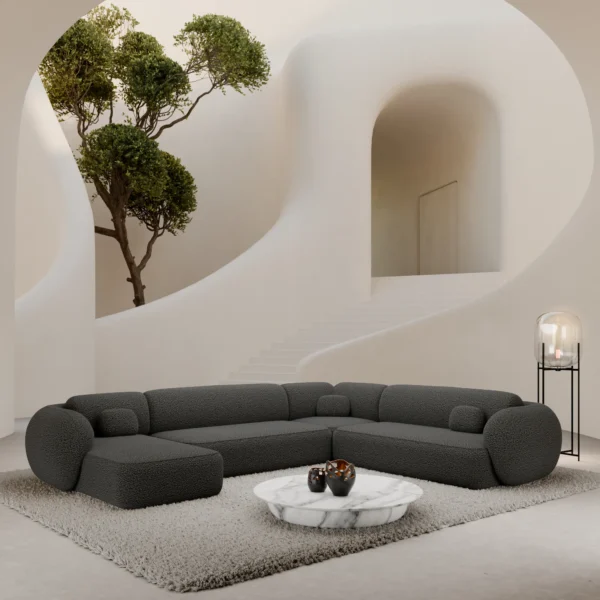 Bouclé U-Form XXL Wohnlandschaft Mira