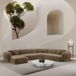 Samtstoff U-Form XXL Wohnlandschaft Mira